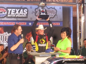 Jeb Burton won his first NASCAR Camping World Truck Series Race.  Rode earlier that day with his dad, Ward Burton, 2002 Daytona 500 Winner.